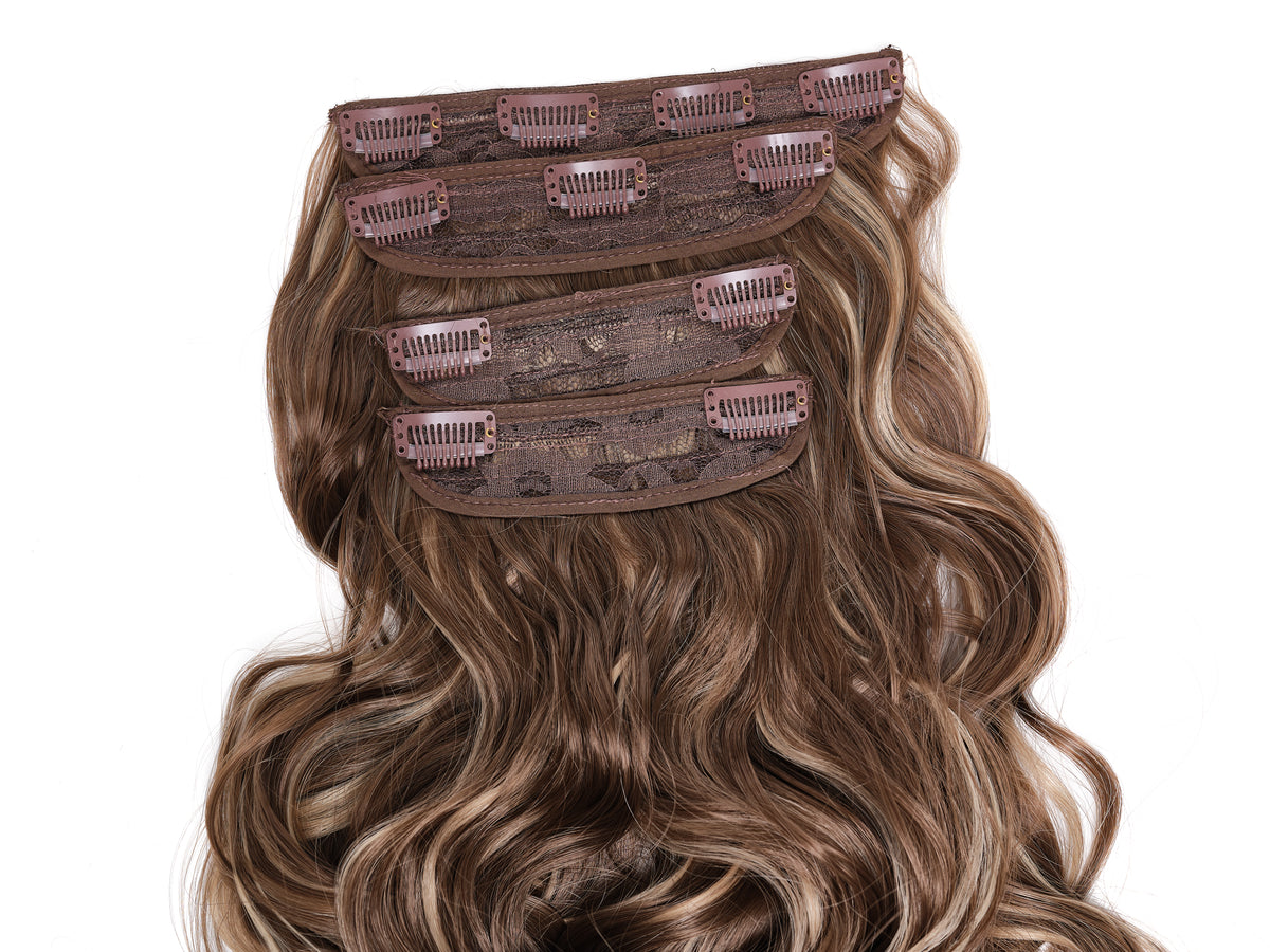 Középbarna melír tengerparti hullámos póthaj